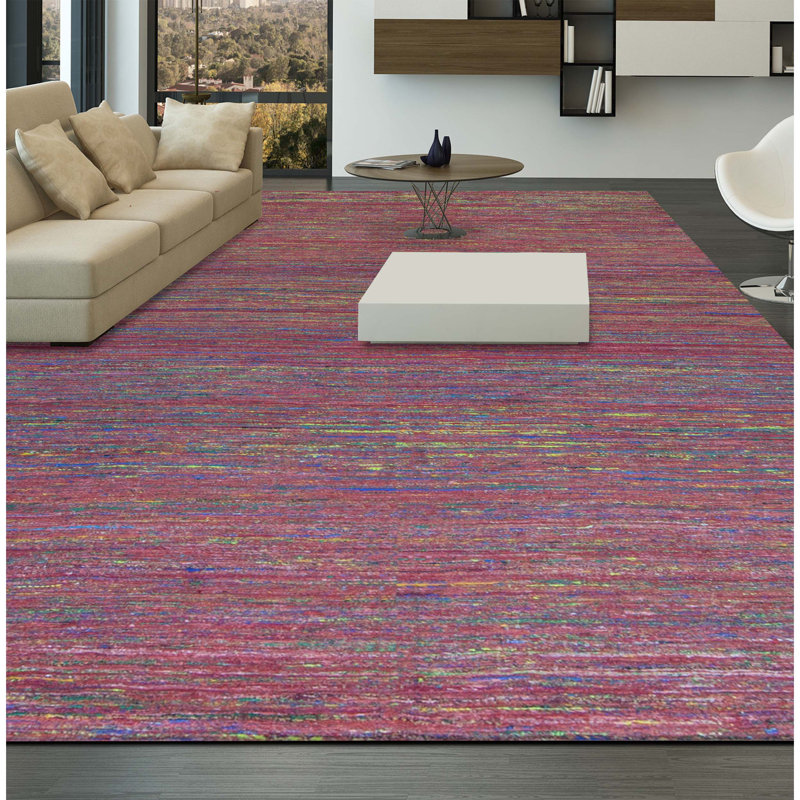 Wool Abstract Area Rug in Red