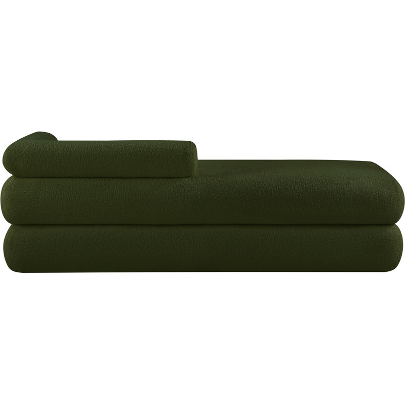 Banc rembourré en tissu Kennedy Eilynn Teddy, Tissu vert en fausse peau de mouton