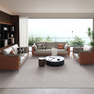 3 Piece Faux Leather Living Room Set by Orren Ellis