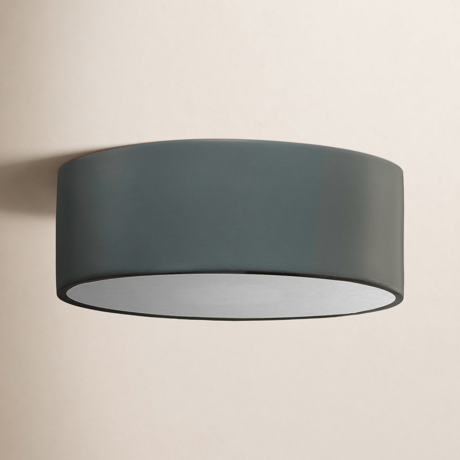 Leni Round LED Outdoor Flush Mount, Pewter Green
