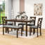 Ensemble de table de salle à manger élégant 6 pièces, table rectangulaire en bois, chaises rembourrées et banc-2000655329