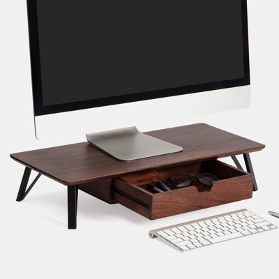 Lameek Wood Monitor Stand With Drawer