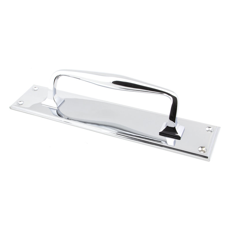 300mm Art Deco Pull Handle on Backplate, Polished Chrome
