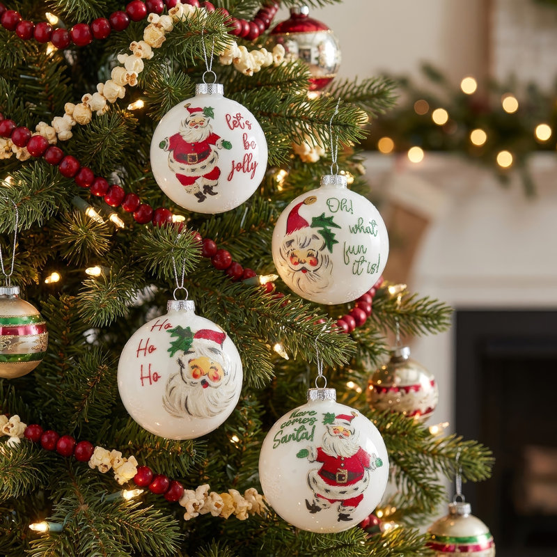 Boule de Noël en verre de 10 cm avec le père Noël dansant