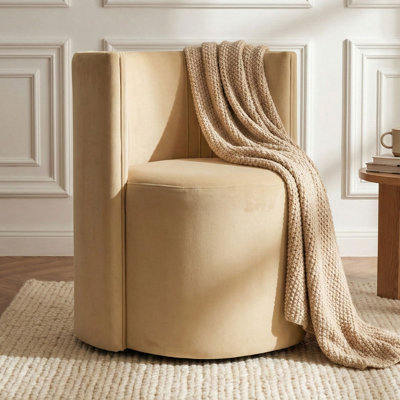 Fauteuil d'appoint demi-tonneau en velours avec roulettes