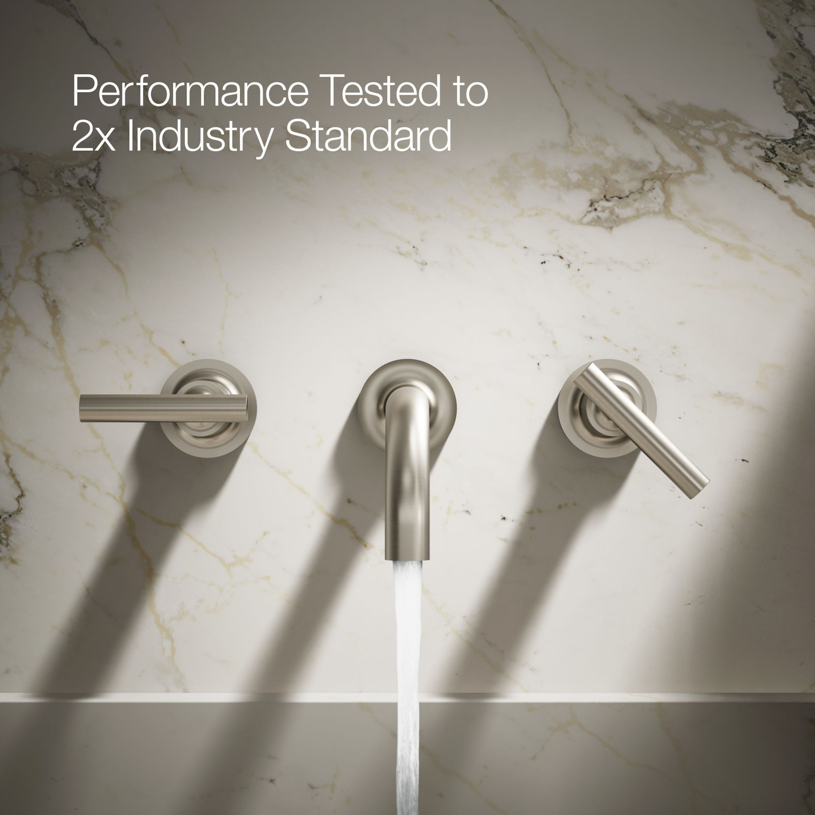 Purist Wall Mounted Bathroom Faucet, Vibrant Brushed Nickel, Lever Handle
