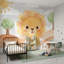 Papier peint aquarelle, lion mignon, décoration murale de chambre de bébé amovible-909935841-909935854