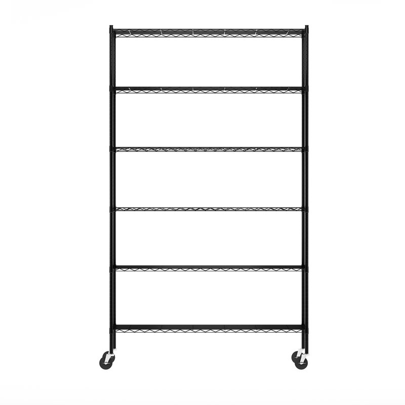 Ceana 6-Tier Metal Storage Shelf Rack, Black, 208.28cm H x 121.92cm W x 45.72cm D