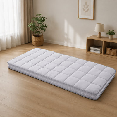 4Inch Cot Mattress Topper with 3-Layer Structure, Gel Memory Foam, Machine Washable Pillow Top Cover for Temporary Sleep and Travel, Compression Packaging(75X30")
