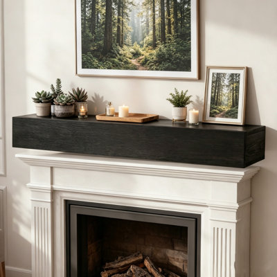 Étagères flottantes en bois massif de 72 po, étagère murale rustique en bois flottante fabriquée à la main, support de rangement pour support de chambre à coucher, décoration de salle de bain, porte-plante mural (GRIS)