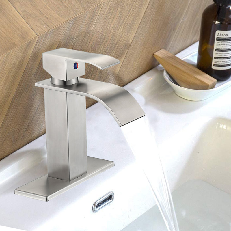 Robinet de salle de bain à un trou, Nickel brossé
