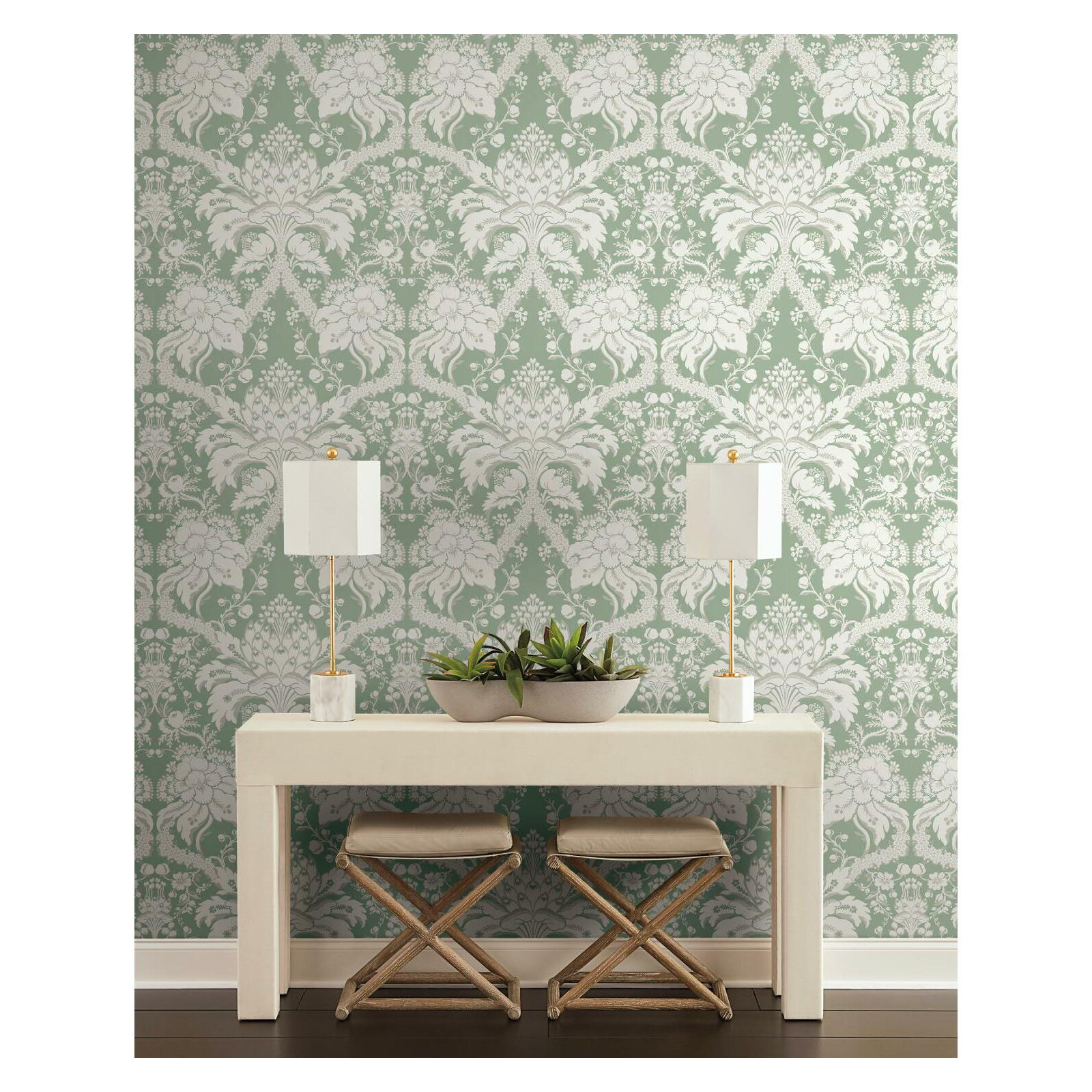 27' L x 27" W Wallpaper Roll, Green