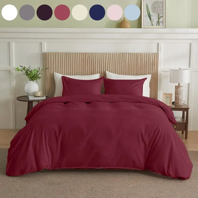 Housse de couette simple Simply Clean en bourgogne - très grand, peau de nuage - mélange de coton, douce et respirante pour un sommeil nu, avec coutures effilochées, tailles de lit différentes, tissu de teinture sécuritaire
