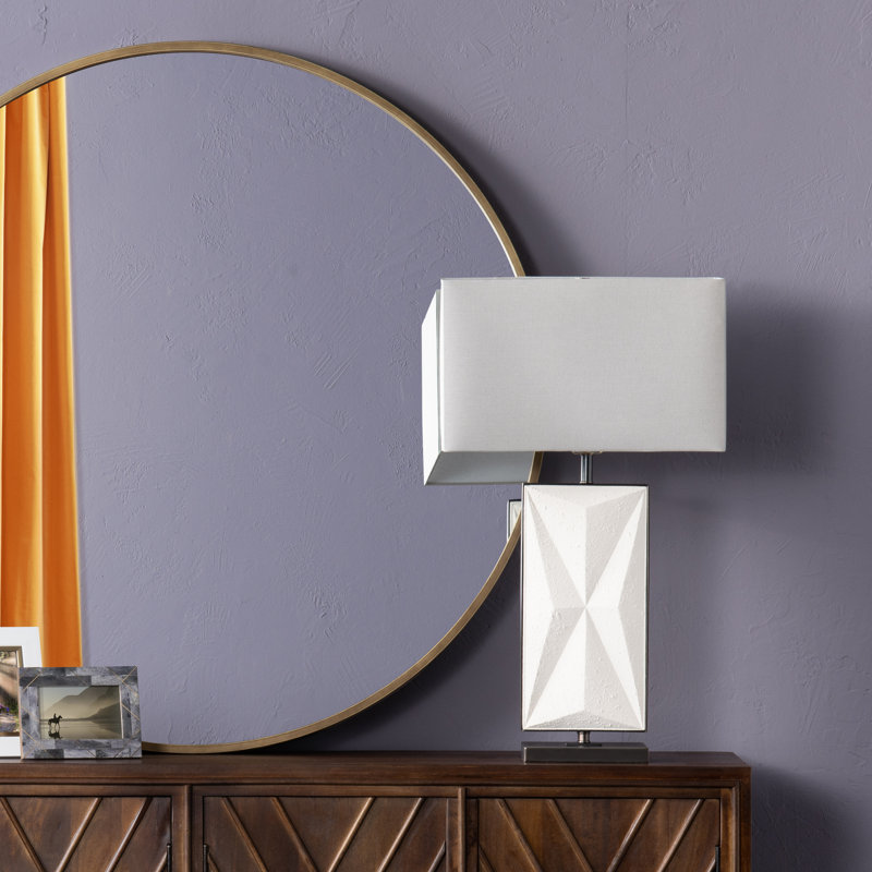 30.5" Resin Table Lamp With Gray Shade