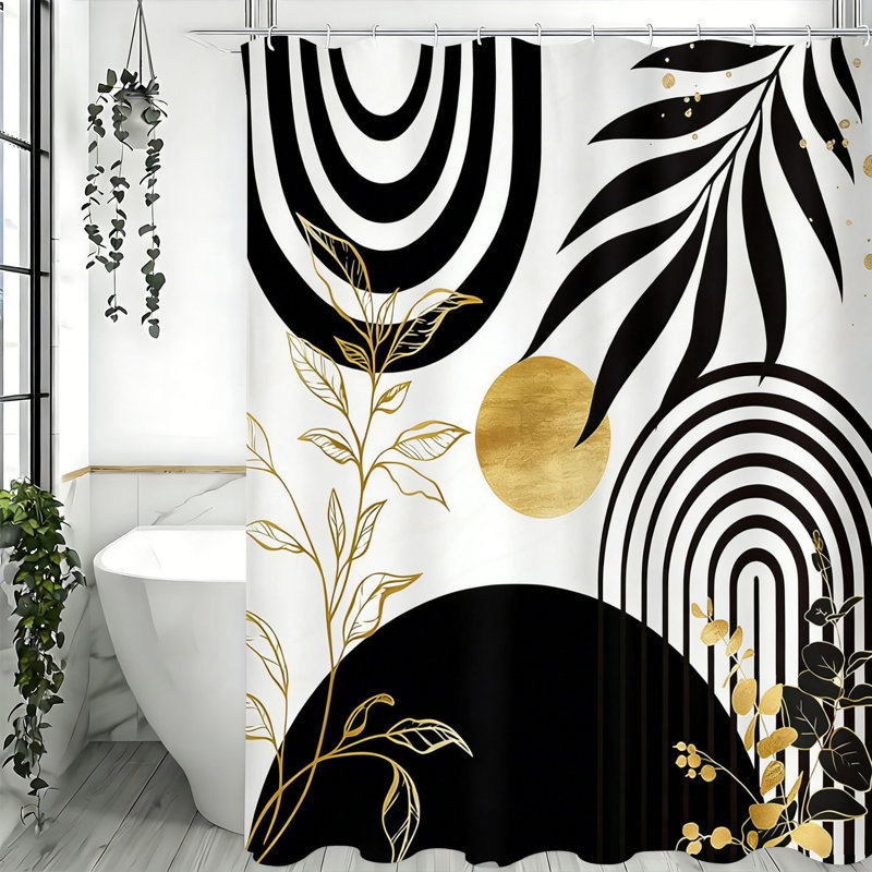 Rideaux de douche Boho avec crochets inclus, Noir