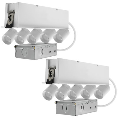 Projecteur encastré à 5 têtes DEL LUXRITE, 5CCT, CRI90, 15W, 1000LM, tête réglable à 355 ° et inclinaison à 80 °, à intensité variable, homologué IC, ETL 2 pièces