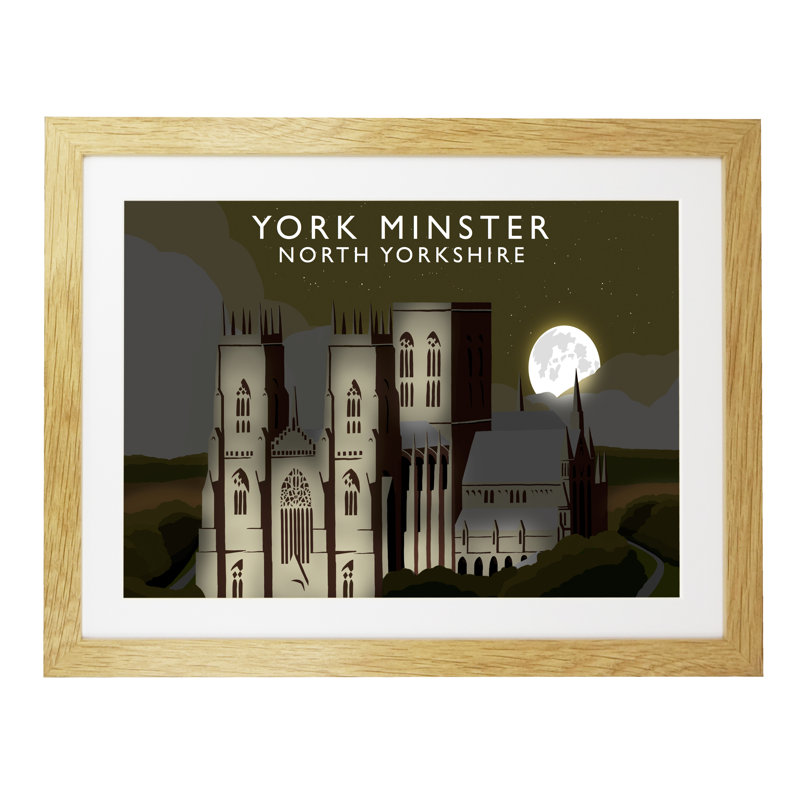 York Minster 2 Night by Richard O'Neil - Print, Oak Wood Frame, 44 cm H x 54 cm W x 2.2 cm D