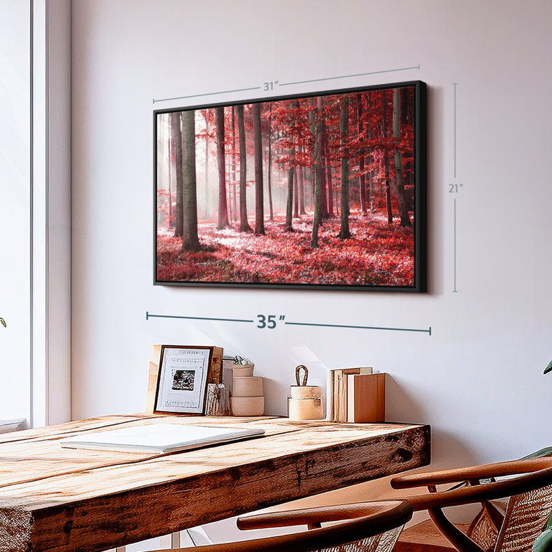 Nature «Red Forest Sunlight Canvas Print», H 21 po x l 31 po