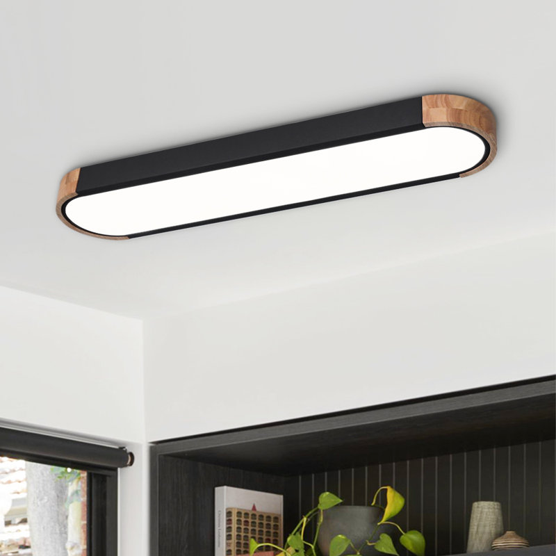 Nouria 37.4" W 1-Light LED Flush Mount, Black/Natural, 6000K