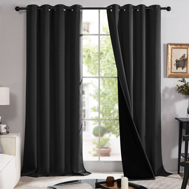 Paire de rideaux 100% occultant avec œillets Deconovo, L 52 po x L 95 po, Noir