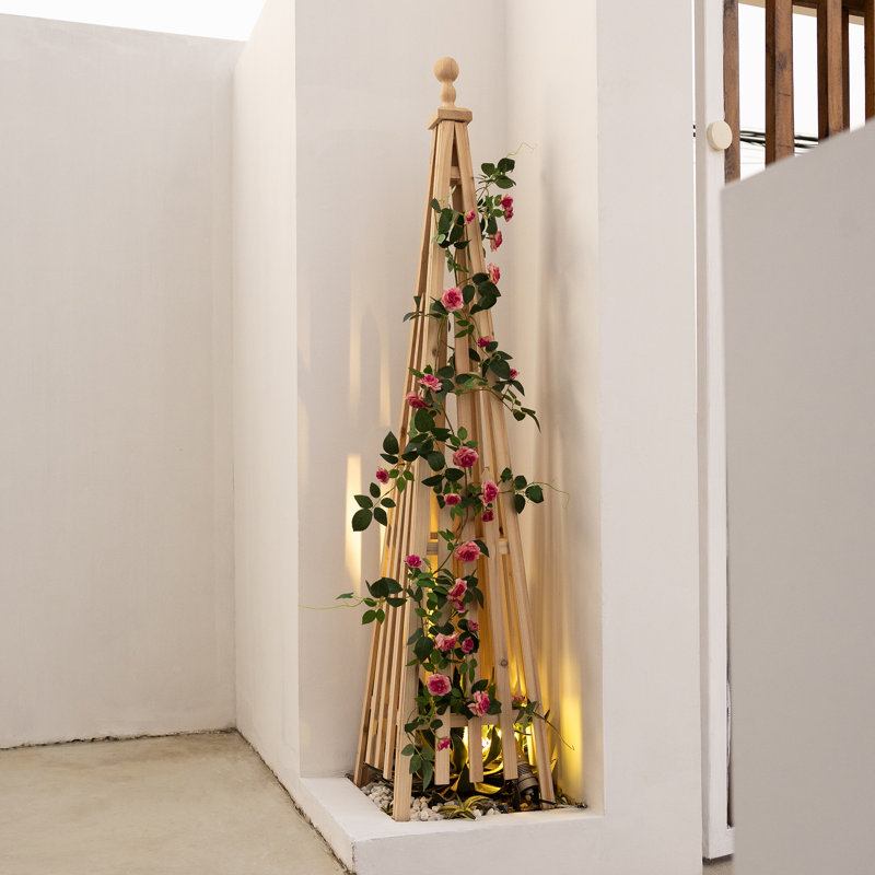 172.7cm H Wood Obelisk Trellis, 172.7cm x 35.6cm x 35.6cm, Beige