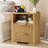 2-Drawer Wide Nightstand with Outlets, 24.8''H Wood Bedside Table with Drawers & Open Storage-1037716742-1037522140