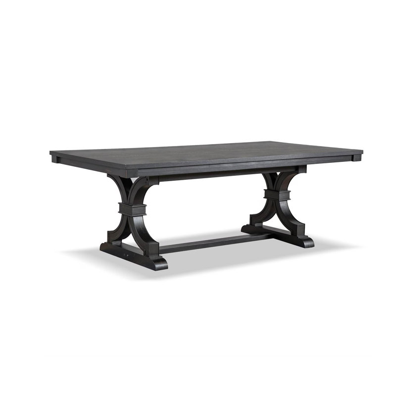 78" W Transitional Dining Table, Black