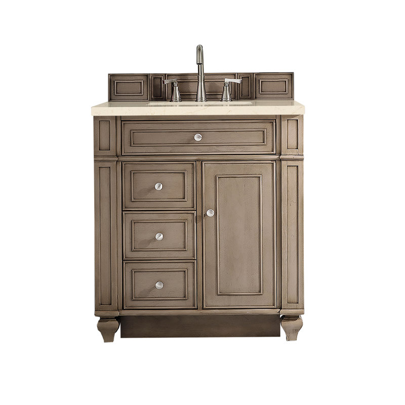 Bristol 30'' W Single Vanity, Whitewashed Walnut, Ethereal Noctis, 8" Widespread