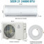 Climatiseur divisé 24000BTU 21 SEER2 208-230V R32 activé par le WiFi, écoénergétique, minuterie 24 heures, mode automatique, mode veille intelligente