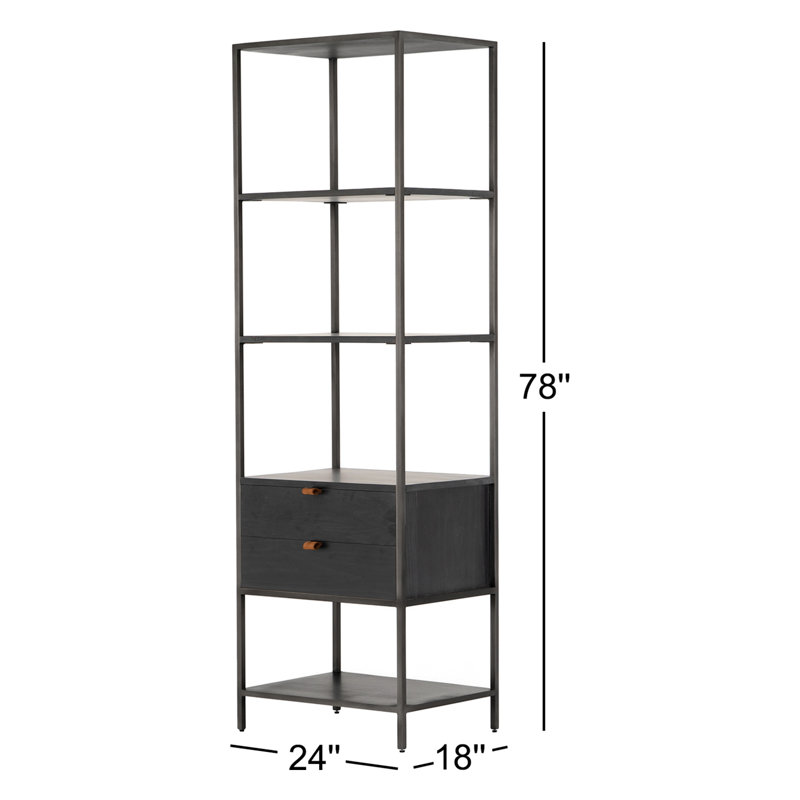 Trey Aasmin Bookshelf - Black Wash Poplar, Black Wash Poplar