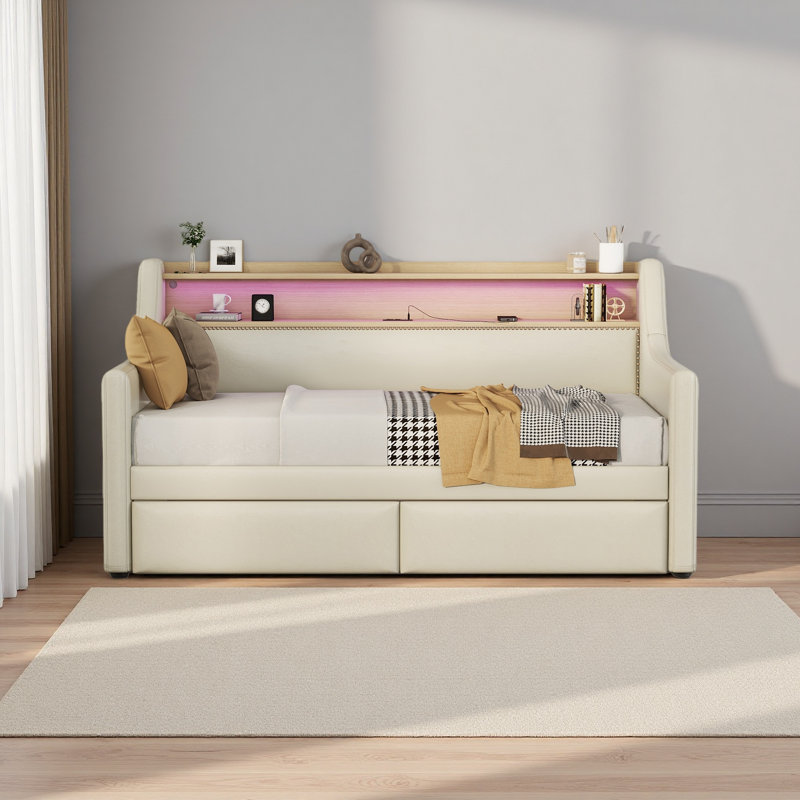 Lit de jour simple avec tiroirs de rangement