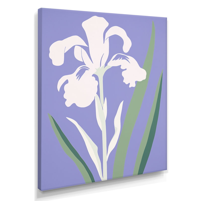 «Minimal White Iris Flower On Mauve - Iris», art mural, H 32 po x l 24 po, Toile tendue
