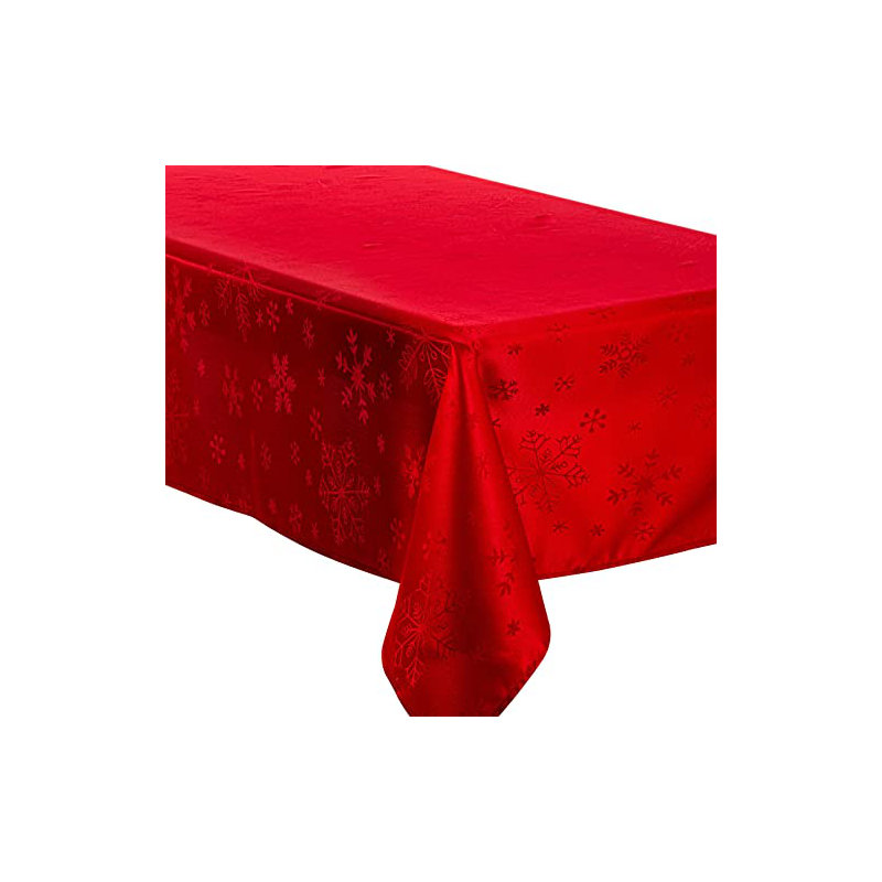 Christmas Metallic Blizzard Snowflake Rectangular Tablecloth, Red, 52cm W x 178cm L