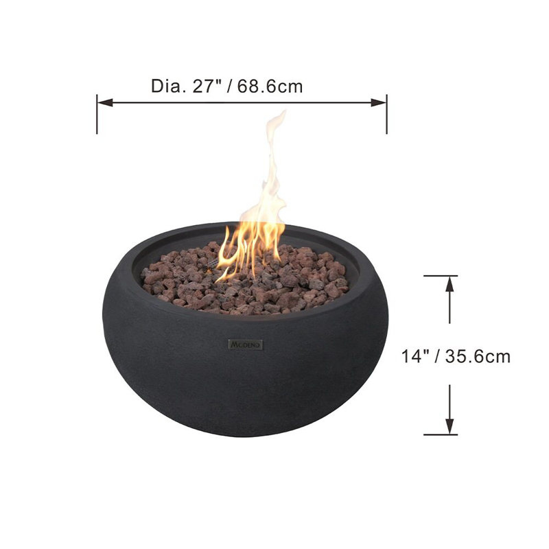 York Black Concrete Natural Gas Fire Pit Table