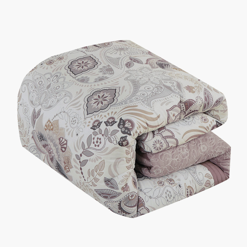 Ensemble d'édredon 7 pièces Blush & Neutral Paisley, Grand édredon et 6 pièces supplémentaires