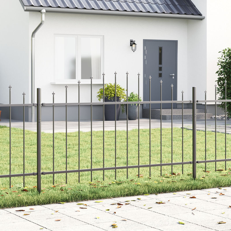 Clôture de jardin vidaXL 3 pièces en acier thermolaqué gris 170 x 140 cm