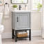 Meuble-lavabo autoportant de 51 cm (20 po) avec lavabo en céramique et rangement - Gris-73013590