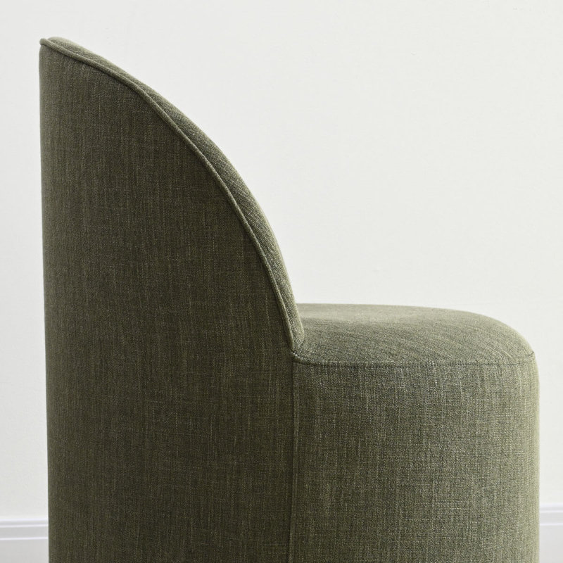 Chaise de bureau rembourrée pivotante en lin avec roulettes cachées, Vert