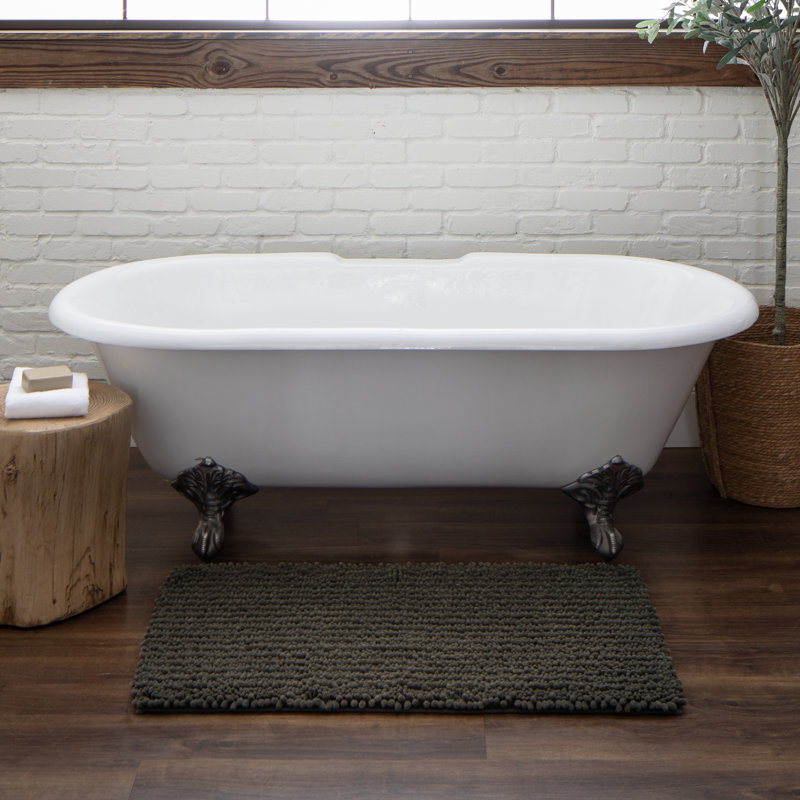 Tapis de bain antidérapant Tamayo, L 27 po x L 45 po, Gris froid