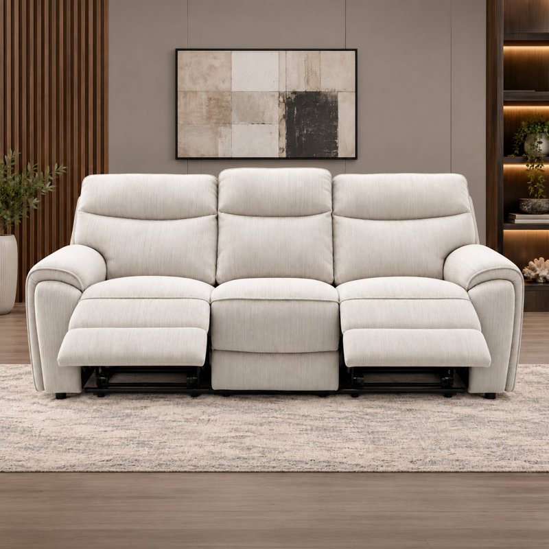 Ensemble canapé et causeuse inclinables Maddox 2 pièces en tissu texturé avec porte-gobelets dissimulés, Beige