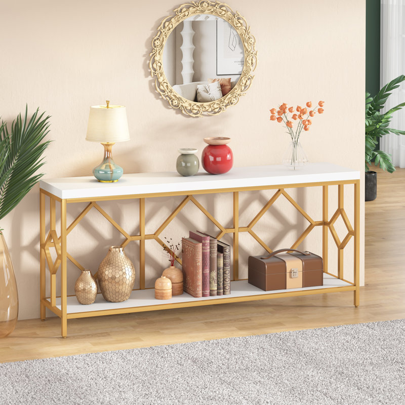 Emmaly 71'' Console Table, Gray, Black