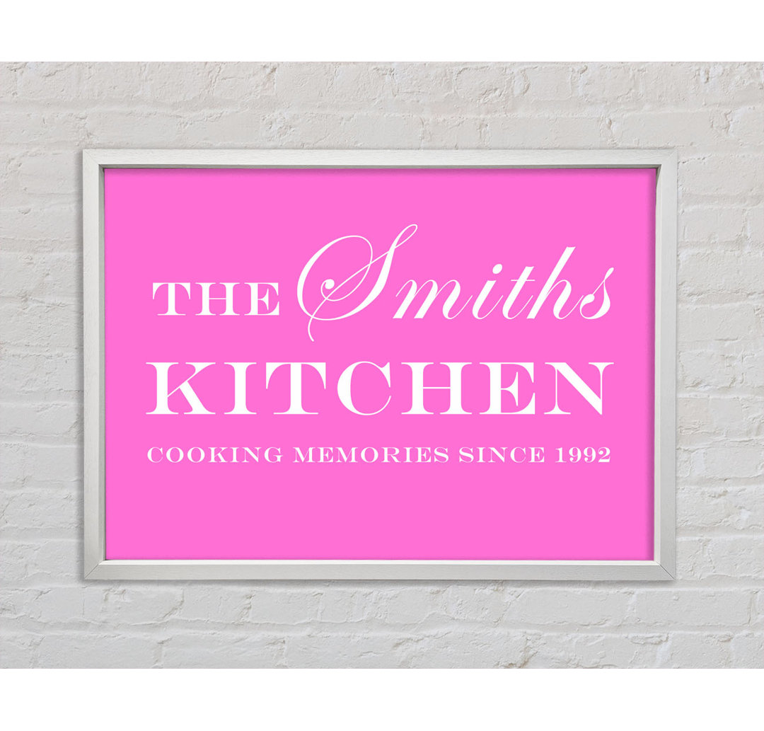 Kitchen Quote Your Family Name And Date Kitchen Dusty Pink - Single Picture Frame Art Prints on Canvas