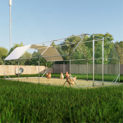 10 Ft. X 20 Ft. Galvanized Large Metal Walk In Chicken Coop Cage Farm Poultry Run Hutch Hen House