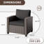 Ensemble de canapé d'extérieur et de canapé d'extérieur en osier 2 pièces - Fauteuil à accoudoir simple à dossier haut imperméable avec coussins antidérapants gris foncé-968950324