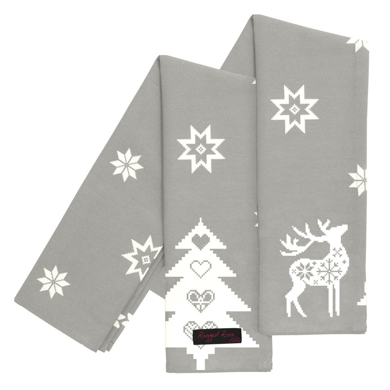 Cotton Tea Towel Kitchen Towel, Silver/Grey