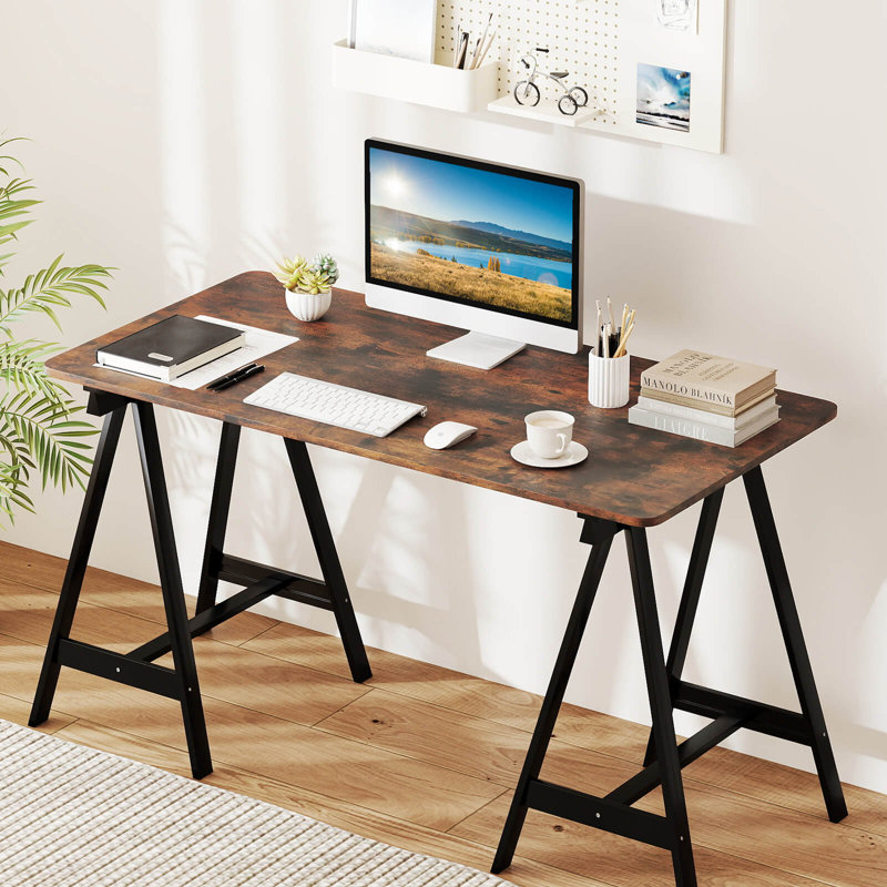 Plateau de table 48 po x 24 po avec coins arrondis sécuritaires pour bureau à domicile bricolage brun rustique, Brun