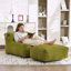 Grand fauteuil à billes avec mousse à mémoire de forme, tissu en velours côtelé et repose-pieds - sans assemblage-414771423