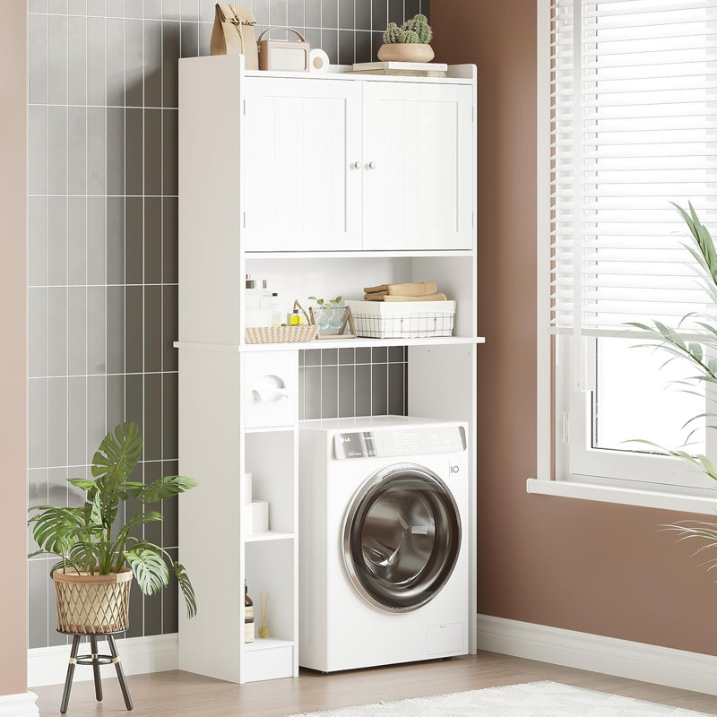 Organisateur de salle de bain à double porte avec tablettes réglables