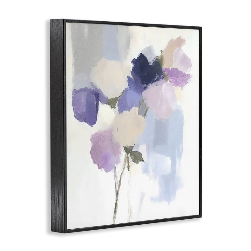 Lavande, brume, fleurs abstraites encadrées, estampe numérique, conception par Riley B, H 20 po x l 16 po