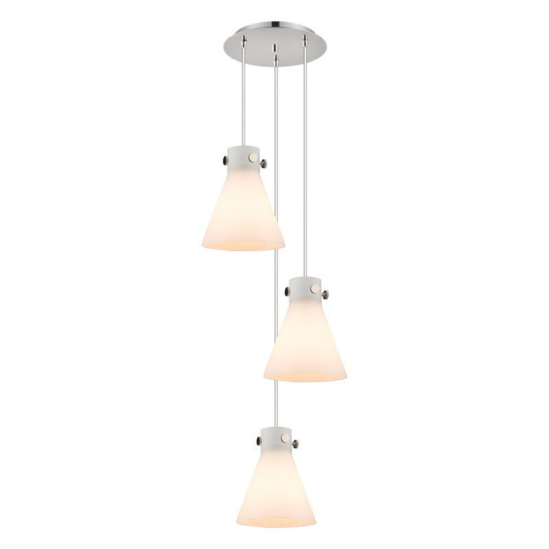 Luminaire suspendu 3 lumières Amrith, Bullé, Nickel poli